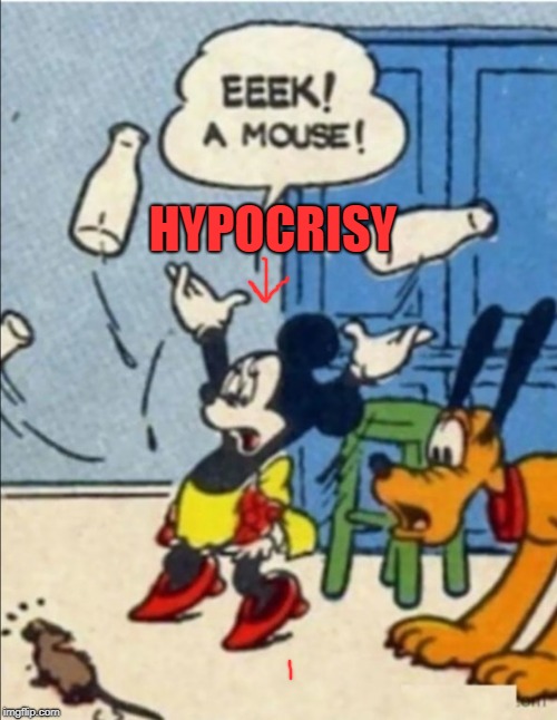 wtf | HYPOCRISY | image tagged in wtf,hypocrisy,disney,mickey mouse | made w/ Imgflip meme maker