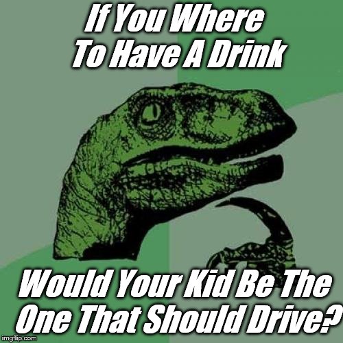 Philosoraptor Meme | If You Where To Have A Drink; Would Your Kid Be The One That Should Drive? | image tagged in memes,philosoraptor | made w/ Imgflip meme maker
