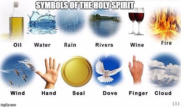 Holy Spirit | SYMBOLS OF THE HOLY SPIRIT | image tagged in catholic,god,jesus christ,holyspirit,happy birthday | made w/ Imgflip meme maker