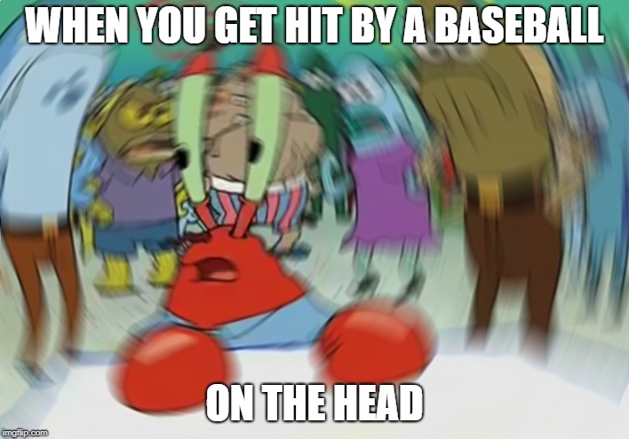 Mr Krabs died | WHEN YOU GET HIT BY A BASEBALL; ON THE HEAD | image tagged in memes,mr krabs blur meme,injury,baseball,sports | made w/ Imgflip meme maker