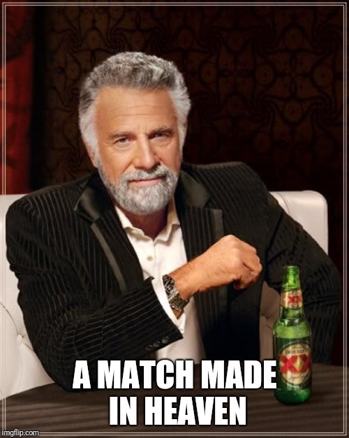 The Most Interesting Man In The World Meme | A MATCH MADE IN HEAVEN | image tagged in memes,the most interesting man in the world | made w/ Imgflip meme maker