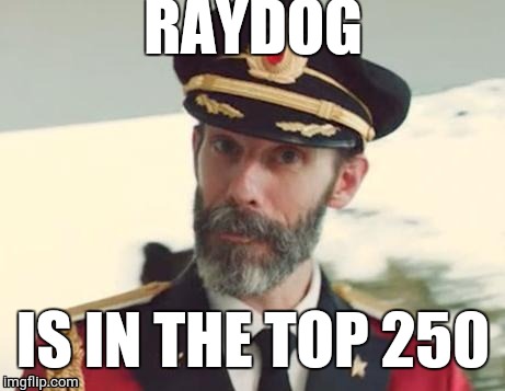 Captain Obvious | RAYDOG; IS IN THE TOP 250 | image tagged in captain obvious | made w/ Imgflip meme maker