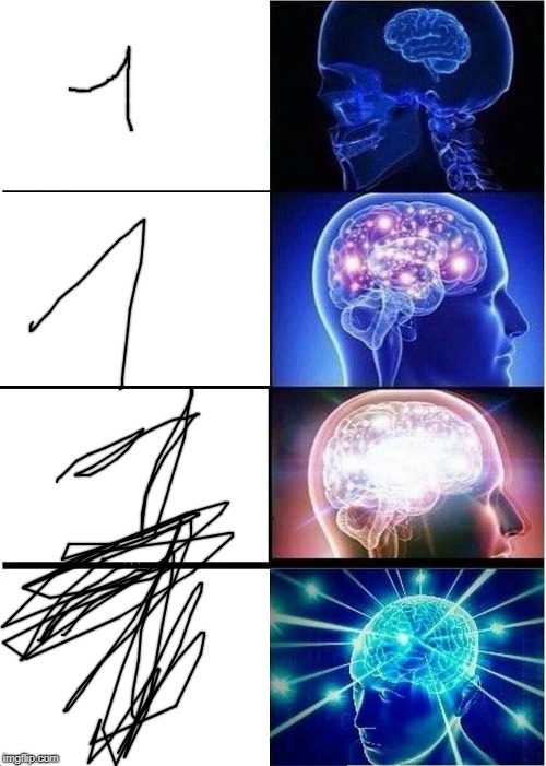 how to look the smartest when you're wrtiting numbers | image tagged in memes,expanding brain | made w/ Imgflip meme maker