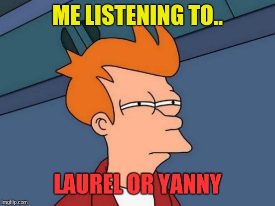 Futurama Fry Meme | ME LISTENING TO.. LAUREL OR YANNY | image tagged in memes,futurama fry | made w/ Imgflip meme maker