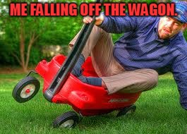 Falling off the wagon | ME FALLING OFF THE WAGON. | image tagged in falling off the wagon | made w/ Imgflip meme maker
