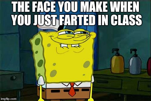 Don't You Squidward Meme | THE FACE YOU MAKE WHEN YOU JUST FARTED IN CLASS | image tagged in memes,dont you squidward | made w/ Imgflip meme maker