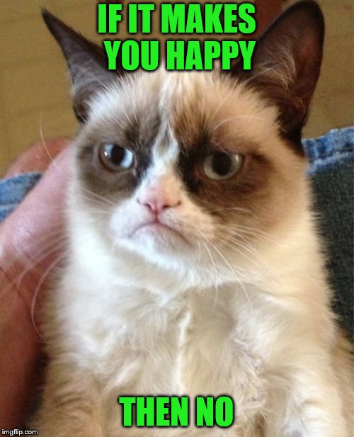Grumpy Cat Meme | IF IT MAKES YOU HAPPY THEN NO | image tagged in memes,grumpy cat | made w/ Imgflip meme maker