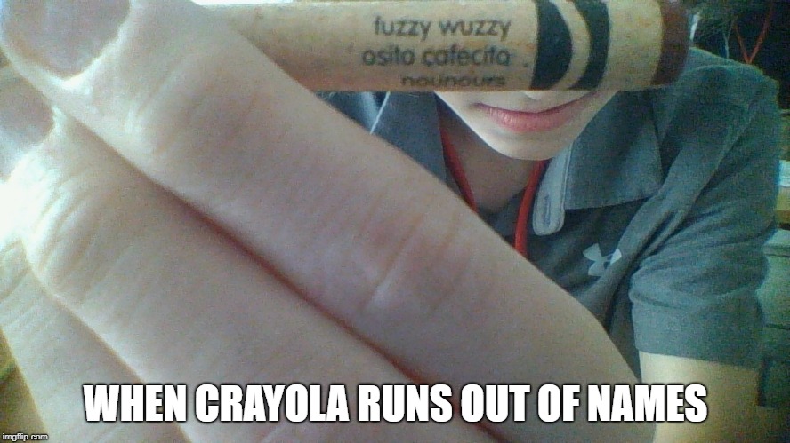 WHEN CRAYOLA RUNS OUT OF NAMES | image tagged in troll face,black girl wat,funny memes | made w/ Imgflip meme maker