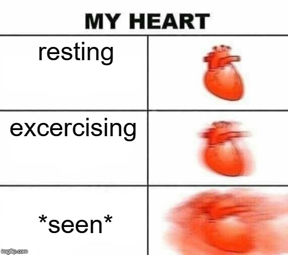 my heart
 | resting; excercising; *seen* | image tagged in my heart blank | made w/ Imgflip meme maker
