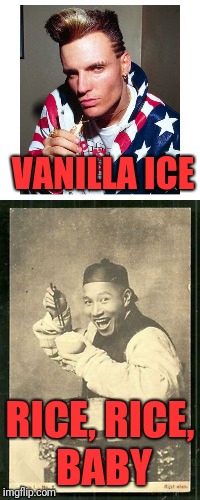 Rap-Alternative One Hit Wonder | VANILLA ICE; RICE, RICE, BABY | image tagged in funny,memes,dank,vanilla ice,meme parody,ice ice baby | made w/ Imgflip meme maker