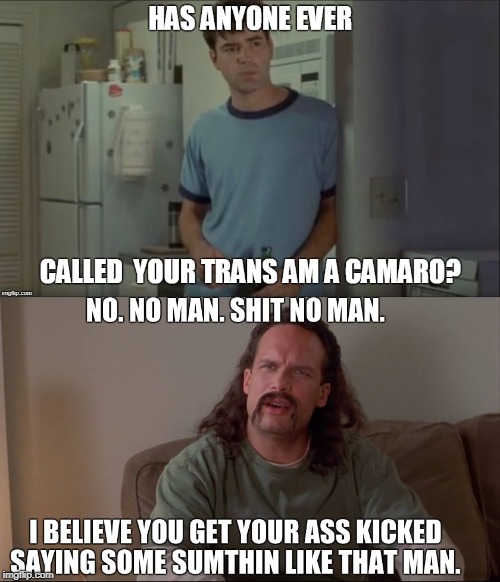 dont call my trans am a camaro | image tagged in trans am,camaro,call my | made w/ Imgflip meme maker