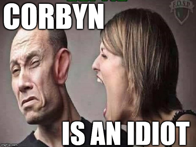 Corbyn is an idiot | CORBYN; IS AN IDIOT | image tagged in corbyn eww,communist socialist,anti-semitism racism hate,wearecorbyn,gtto jc4pm,labourisdead | made w/ Imgflip meme maker