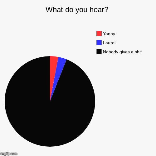 What do you hear? | Nobody gives a shit, Laurel, Yanny | image tagged in funny,pie charts | made w/ Imgflip chart maker