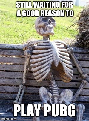 Waiting Skeleton Meme | STILL WAITING FOR A GOOD REASON TO; PLAY PUBG | image tagged in memes,waiting skeleton | made w/ Imgflip meme maker