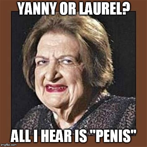 Moister than Oyster Lady hears Yanny vs. Laurel | YANNY OR LAUREL? ALL I HEAR IS "PENIS" | image tagged in yanny and laurel,moister than an oyster lady | made w/ Imgflip meme maker