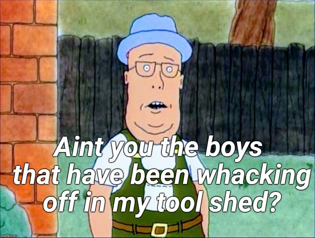 He Said Wood | Aint you the boys that have been whacking off in my tool shed? | image tagged in beavis and butthead,justjeff,funny memes,hahaha | made w/ Imgflip meme maker