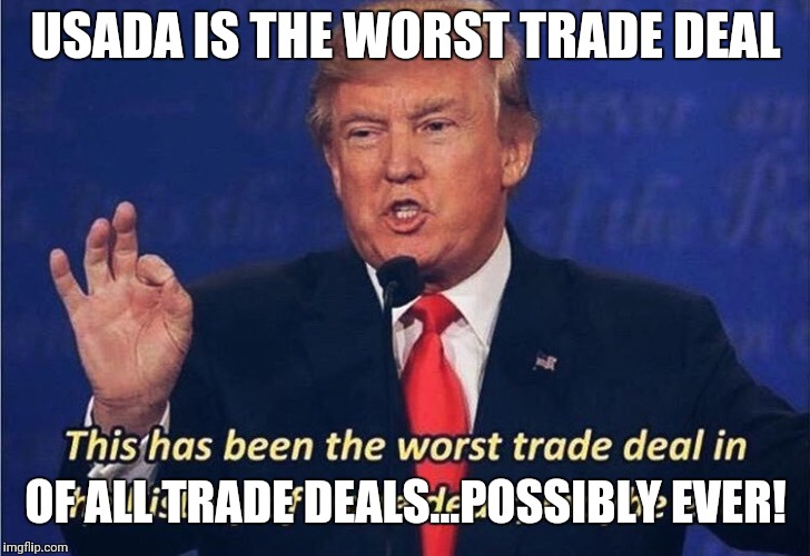 Donald Trump Worst Trade Deal | USADA IS THE WORST TRADE DEAL; OF ALL TRADE DEALS...POSSIBLY EVER! | image tagged in donald trump worst trade deal | made w/ Imgflip meme maker