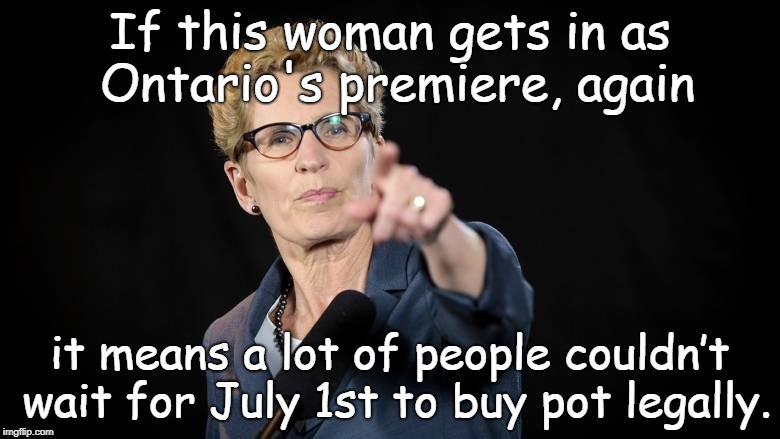If elected Premier again... | If this woman gets in as Ontario's premiere, again; it means a lot of people couldn’t wait for July 1st to buy pot legally. | image tagged in potheads | made w/ Imgflip meme maker