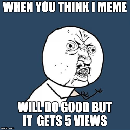 Y U No Meme | WHEN YOU THINK I MEME WILL DO GOOD BUT IT  GETS 5 VIEWS | image tagged in memes,y u no | made w/ Imgflip meme maker