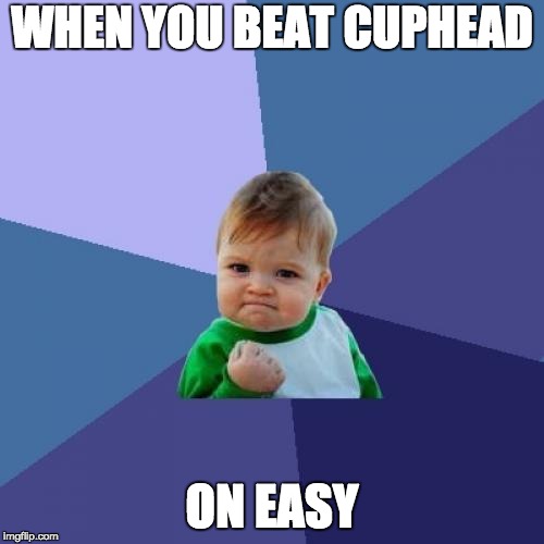 Success Kid | WHEN YOU BEAT CUPHEAD; ON EASY | image tagged in memes,success kid | made w/ Imgflip meme maker