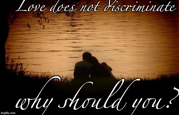 Love | Love does not discriminate; why should you? | image tagged in love | made w/ Imgflip meme maker