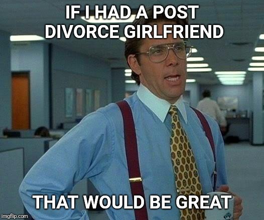 That Would Be Great Meme | IF I HAD A POST DIVORCE GIRLFRIEND THAT WOULD BE GREAT | image tagged in memes,that would be great | made w/ Imgflip meme maker