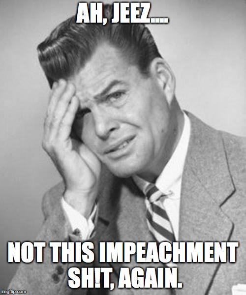 not this shit again | AH, JEEZ.... NOT THIS IMPEACHMENT SH!T, AGAIN. | image tagged in not this shit again | made w/ Imgflip meme maker