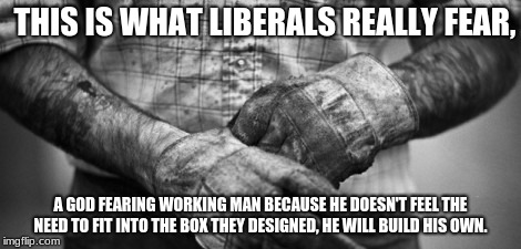HARD WORK | THIS IS WHAT LIBERALS REALLY FEAR, A GOD FEARING WORKING MAN BECAUSE HE DOESN'T FEEL THE NEED TO FIT INTO THE BOX THEY DESIGNED, HE WILL BUILD HIS OWN. | image tagged in hard work | made w/ Imgflip meme maker