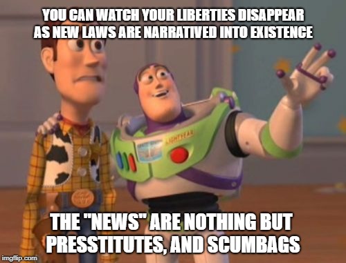That's why they call themselves "The 4th estate"  | YOU CAN WATCH YOUR LIBERTIES DISAPPEAR AS NEW LAWS ARE NARRATIVED INTO EXISTENCE; THE "NEWS" ARE NOTHING BUT PRESSTITUTES, AND SCUMBAGS | image tagged in memes,fake news,x x everywhere | made w/ Imgflip meme maker