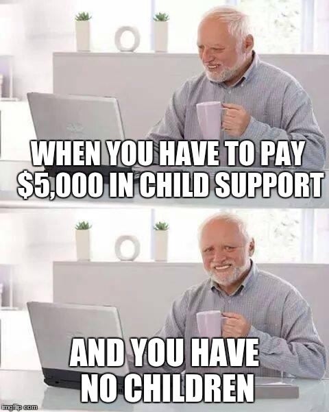Children | WHEN YOU HAVE TO PAY $5,000 IN CHILD SUPPORT; AND YOU HAVE NO CHILDREN | image tagged in memes,hide the pain harold | made w/ Imgflip meme maker