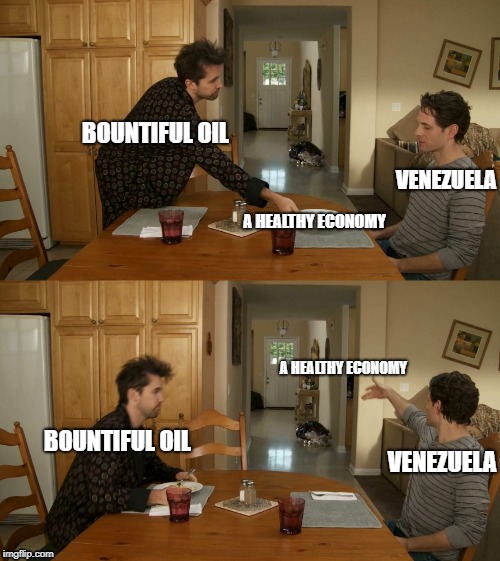 Plate toss | BOUNTIFUL OIL; VENEZUELA; A HEALTHY ECONOMY; A HEALTHY ECONOMY; BOUNTIFUL OIL; VENEZUELA | image tagged in plate toss | made w/ Imgflip meme maker