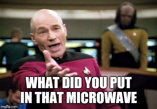 Picard Wtf Meme | WHAT DID YOU PUT IN THAT MICROWAVE | image tagged in memes,picard wtf | made w/ Imgflip meme maker