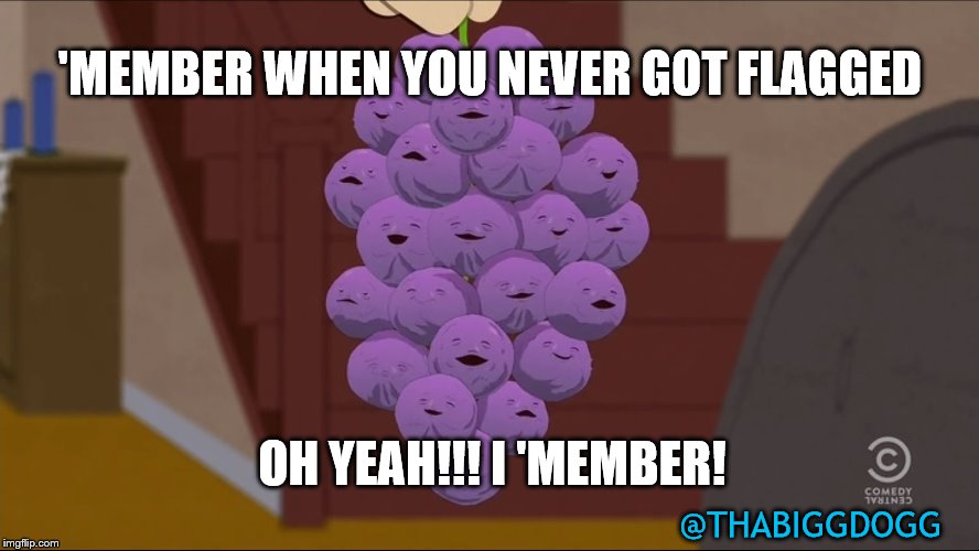 Member Berries Meme | 'MEMBER WHEN YOU NEVER GOT FLAGGED; OH YEAH!!! I 'MEMBER! @THABIGGDOGG | image tagged in memes,member berries | made w/ Imgflip meme maker