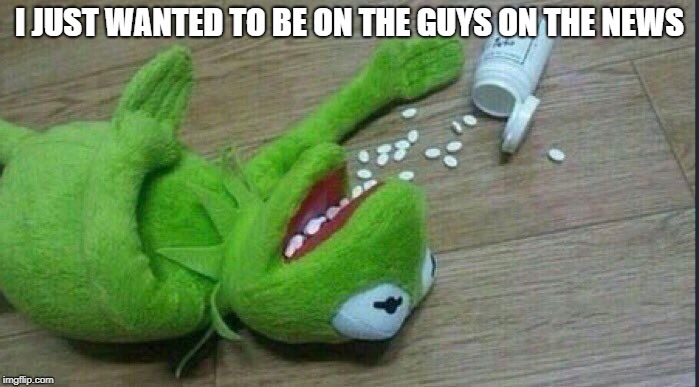 I JUST WANTED TO BE ON THE GUYS ON THE NEWS | image tagged in kermit the frog | made w/ Imgflip meme maker