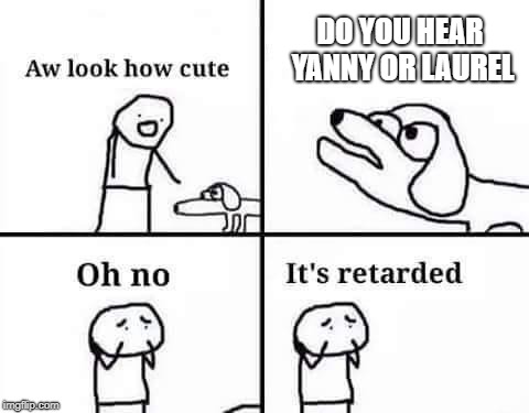 Oh no, it's retarded (template) | DO YOU HEAR YANNY OR LAUREL | image tagged in oh no it's retarded (template) | made w/ Imgflip meme maker