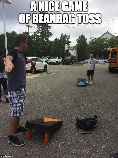 T-Pose beanbag  | A NICE GAME OF BEANBAG TOSS | image tagged in school meme,carnival | made w/ Imgflip meme maker