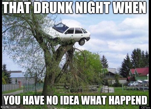 Secure Parking Meme | THAT DRUNK NIGHT WHEN; YOU HAVE NO IDEA WHAT HAPPEND | image tagged in memes,secure parking | made w/ Imgflip meme maker