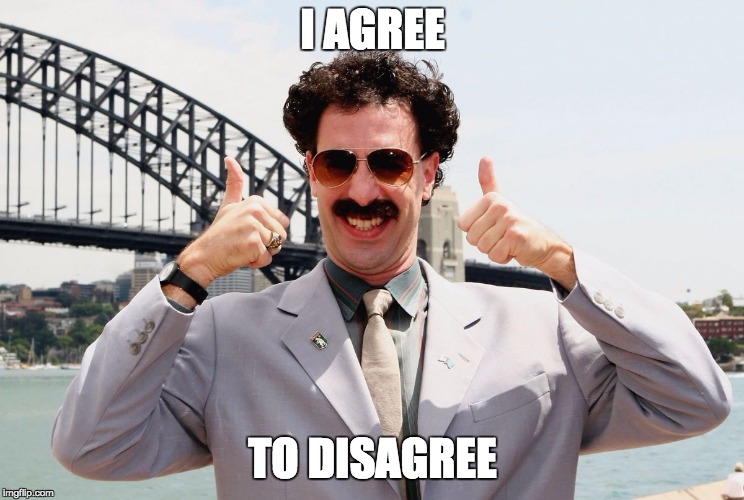 Borat Thumbs Up | I AGREE; TO DISAGREE | image tagged in borat thumbs up | made w/ Imgflip meme maker