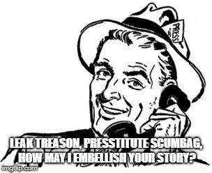 Leak Treason, presstitute scumbag | LEAK TREASON, PRESSTITUTE SCUMBAG, HOW MAY I EMBELLISH YOUR STORY? | image tagged in fake news | made w/ Imgflip meme maker