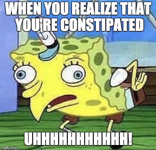 Spongebob chicken  | WHEN YOU REALIZE THAT YOU'RE CONSTIPATED; UHHHHHHHHHHH! | image tagged in spongebob chicken | made w/ Imgflip meme maker