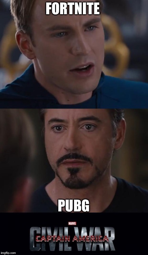 Marvel Civil War | FORTNITE; PUBG | image tagged in memes,marvel civil war | made w/ Imgflip meme maker