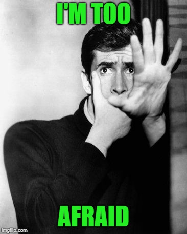 psycho | I'M TOO AFRAID | image tagged in psycho | made w/ Imgflip meme maker