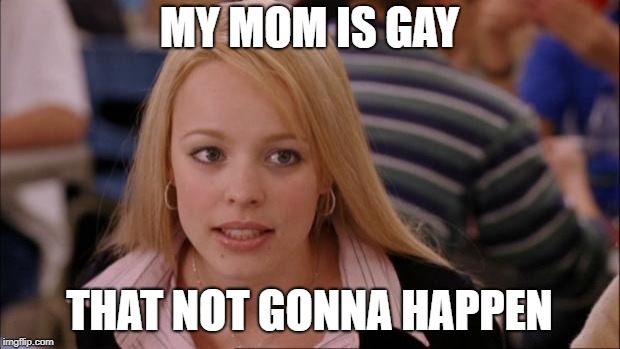 Its Not Going To Happen Meme | MY MOM IS GAY; THAT NOT GONNA HAPPEN | image tagged in memes,its not going to happen | made w/ Imgflip meme maker