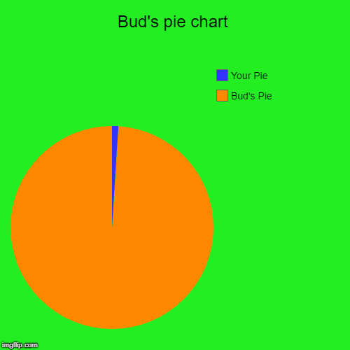 Bud's pie chart | Bud's Pie, Your Pie | image tagged in funny,pie charts | made w/ Imgflip chart maker