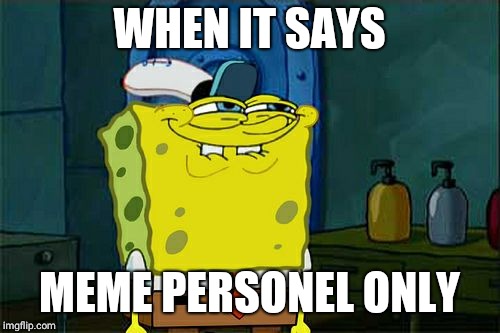Don't You Squidward Meme | WHEN IT SAYS; MEME PERSONEL ONLY | image tagged in memes,dont you squidward | made w/ Imgflip meme maker