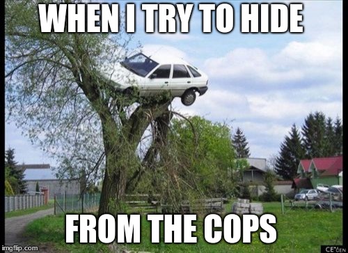 Secure Parking Meme | WHEN I TRY TO HIDE; FROM THE COPS | image tagged in memes,secure parking | made w/ Imgflip meme maker