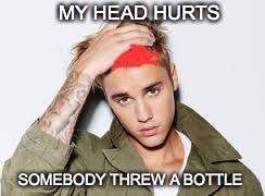 SOMEBODY THREW A BOTTLE MY HEAD HURTS | made w/ Imgflip meme maker