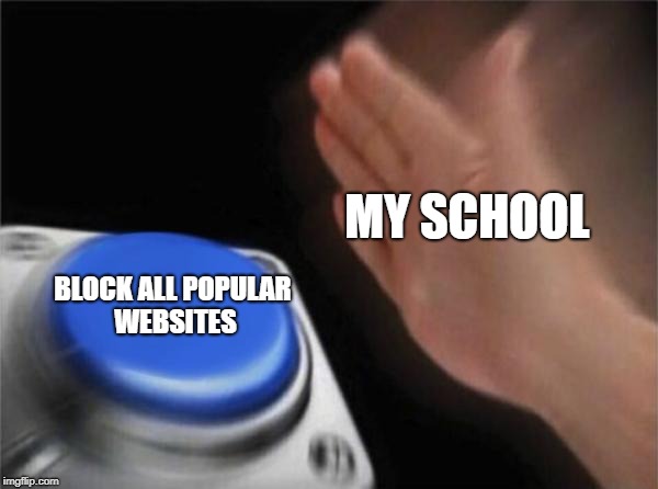 Blank Nut Button | MY SCHOOL; BLOCK ALL POPULAR WEBSITES | image tagged in memes,blank nut button | made w/ Imgflip meme maker