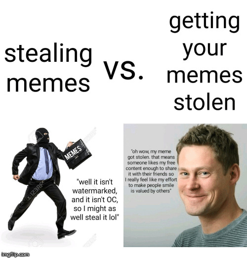 Stealing memes vs. getting your memes stolen | image tagged in memes,funny memes,stolen,funny,wtf,wierd | made w/ Imgflip meme maker