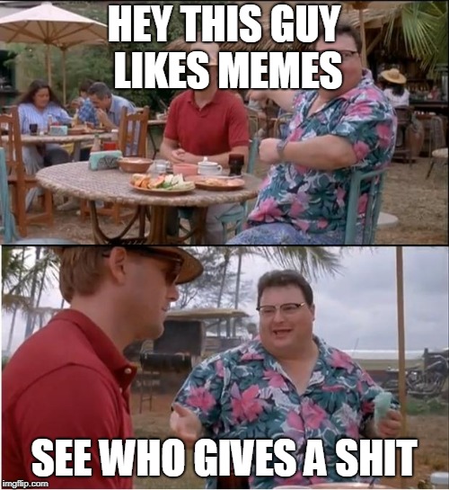 See Nobody Cares | HEY THIS GUY LIKES MEMES; SEE WHO GIVES A SHIT | image tagged in memes,see nobody cares | made w/ Imgflip meme maker
